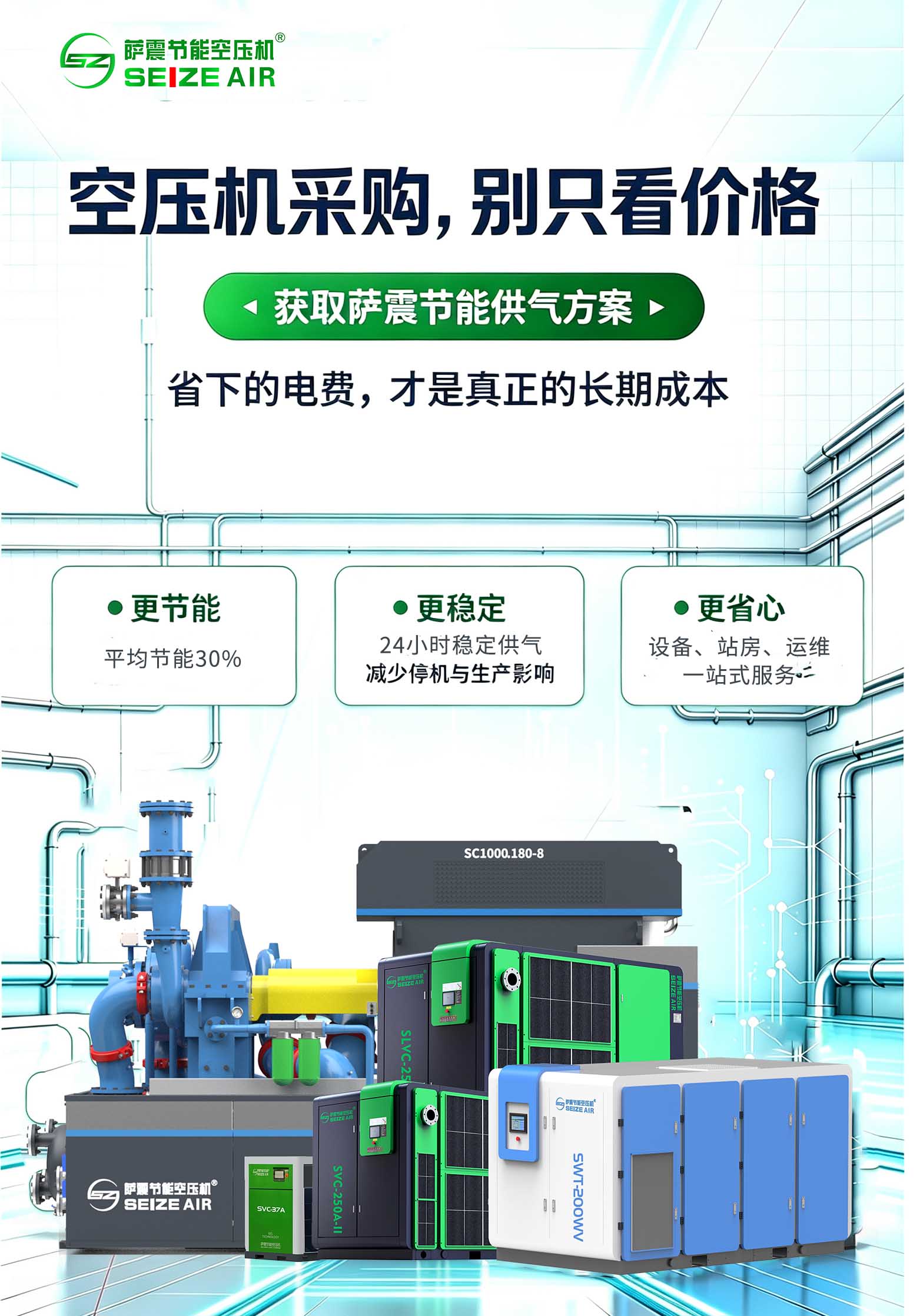 萨震数智化空压机站房实景图